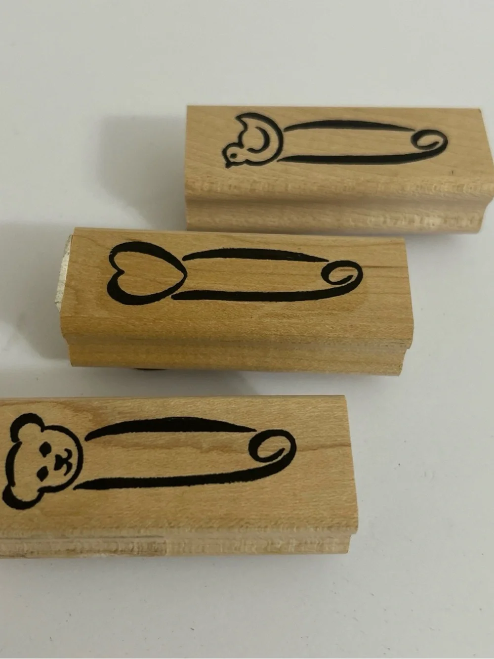Vintage Safety Pin designed wood Mounted Rubber Stamps Denami Design